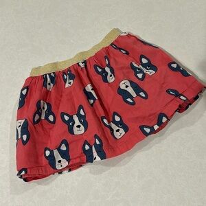 Carter's Coral Skirt with Navy & White Puppy Faces and Gold Waistband